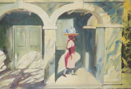 About Town by Charles Hawes - West Indian Woman carrying basket on her head