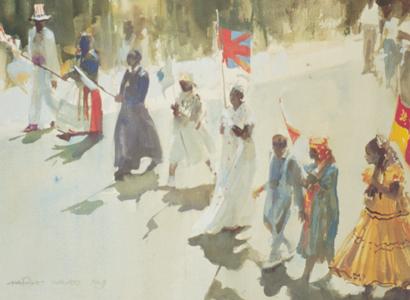 Youth Parading by Charles Hawes - Scenic parade in the U.S. Virgin Islands
